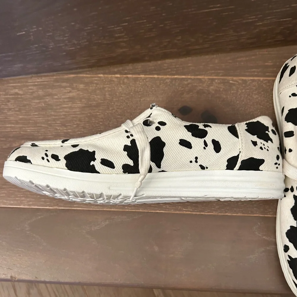 Cow print black and white kids shoes
